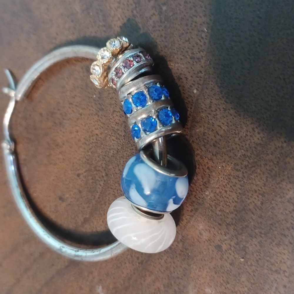 Elegant Silver and Blue Charms - Similar To Pandora Charms 6955